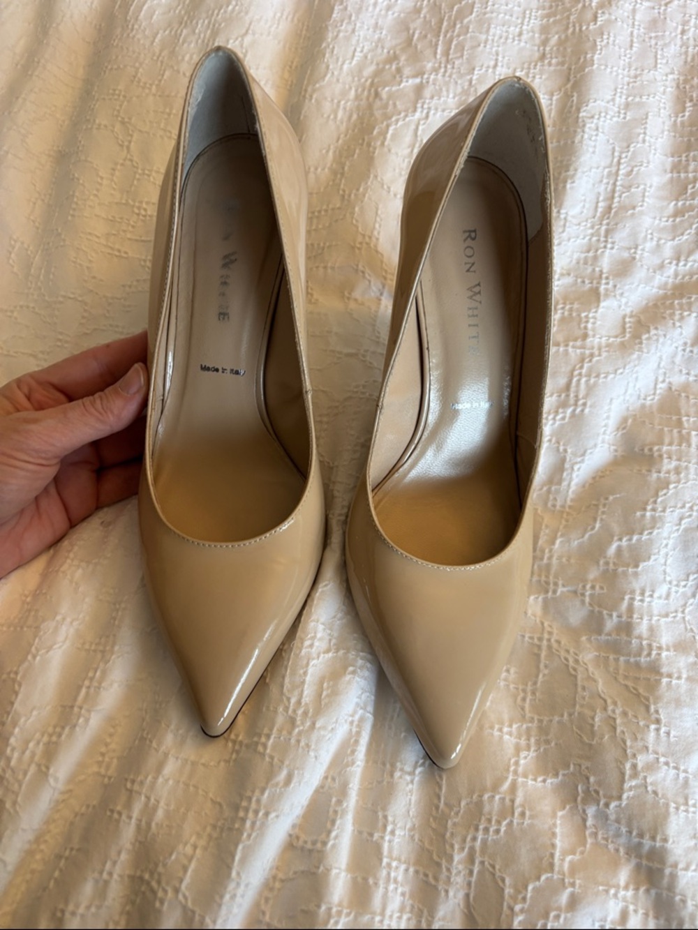 Ron White Cindy Patent Nude Heels Size 38.5/ 8 US Made in Italy. - Picture 9 of 15